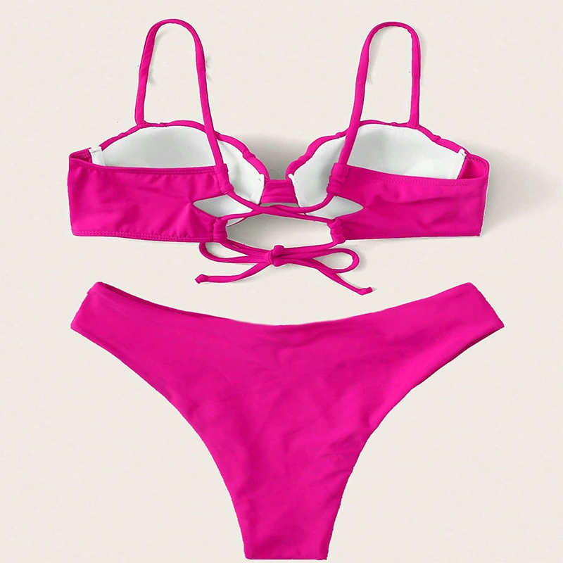Women’s Scallop Shell Underwire Bikini Set with High-Cut Briefs
