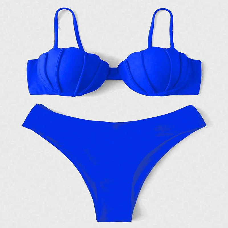 Women's Scallop Shell Underwire Bikini Set with High-Cut Briefs view 4