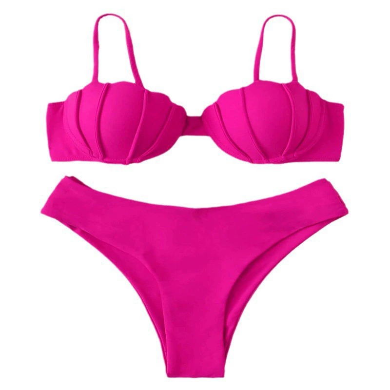 Women's Scallop Shell Underwire Bikini Set with High-Cut Briefs view 5