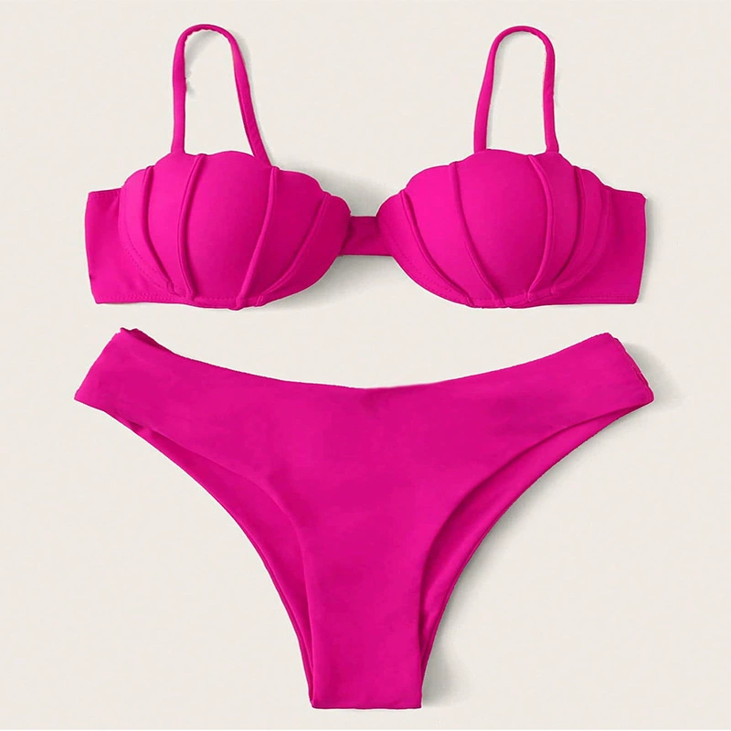 Women's Scallop Shell Underwire Bikini Set with High-Cut Briefs view 6