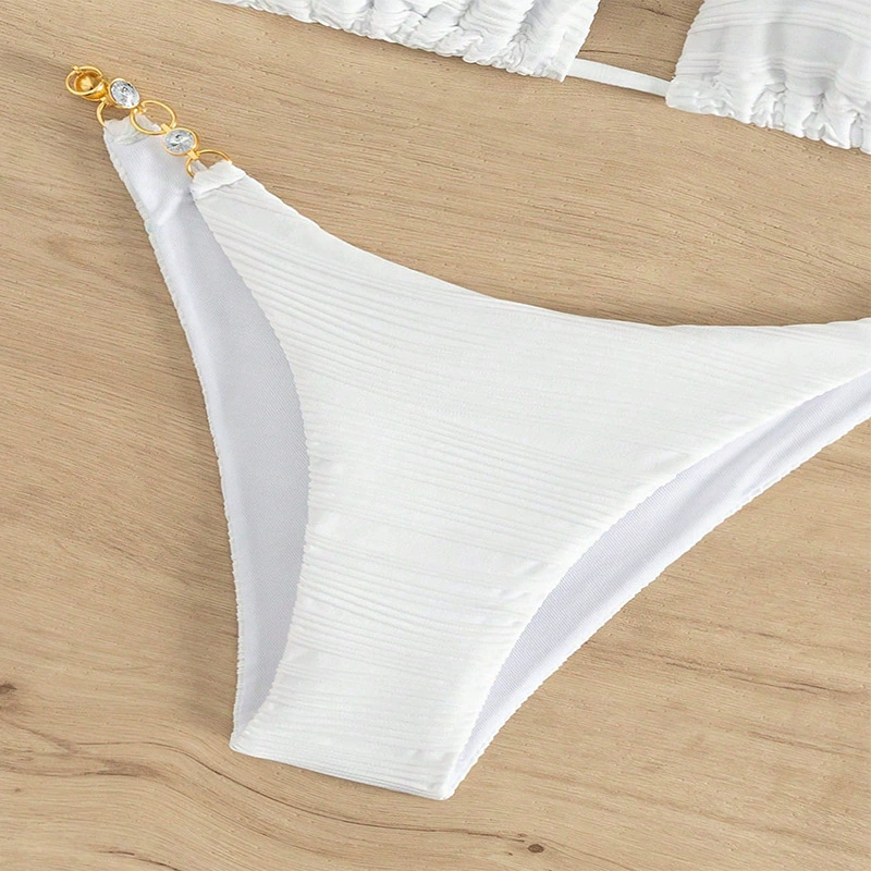 Women's Halter Triangle Bikini Set with Chain Straps view 4