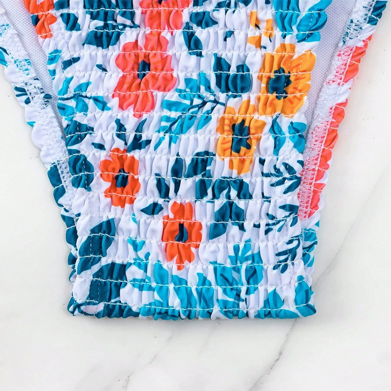Women's Smocked Triangle Tie Bikini Set view 3