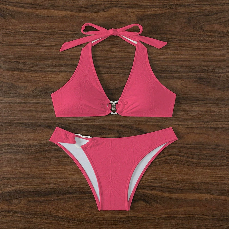 Women's Heart Ring Halter Two Piece Bikini Set view 3