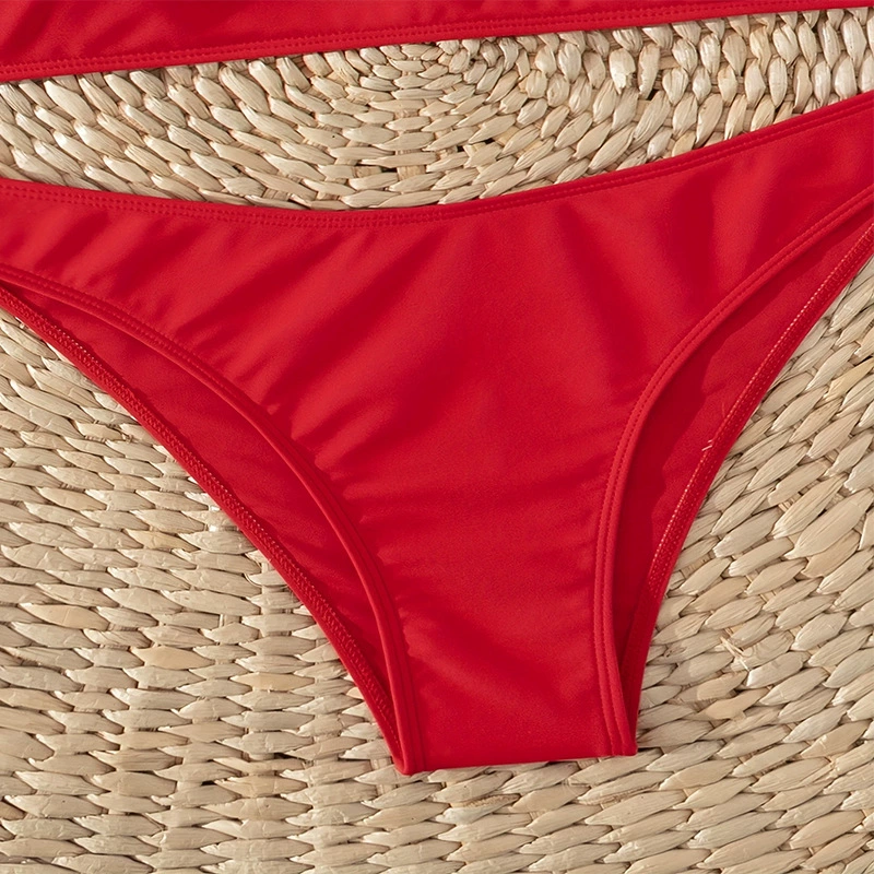 Women's Spaghetti Strap Bandeau Bikini Set with High-Cut Briefs view 4