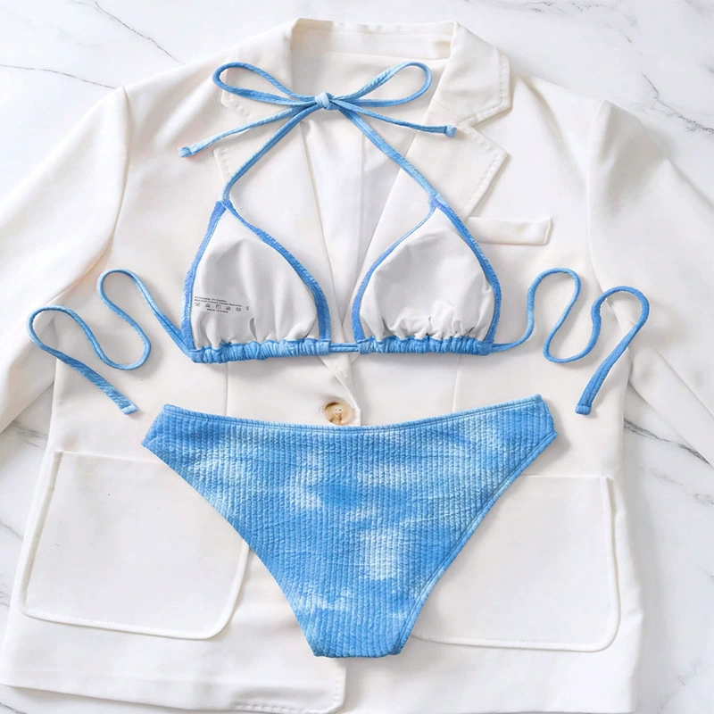 Women's Tie Halter Triangle Bikini Two-Piece Set view 4