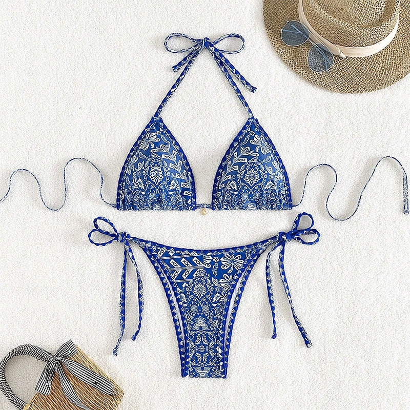 Women’s Tie Side Triangle Bikini Set