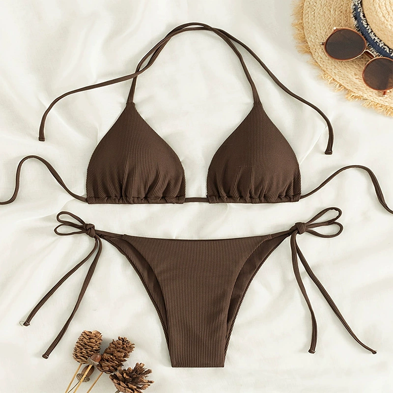 Women’s Halter Tie-Side Triangle Bikini Set