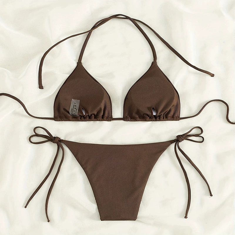 Women's Halter Tie-Side Triangle Bikini Set view 3