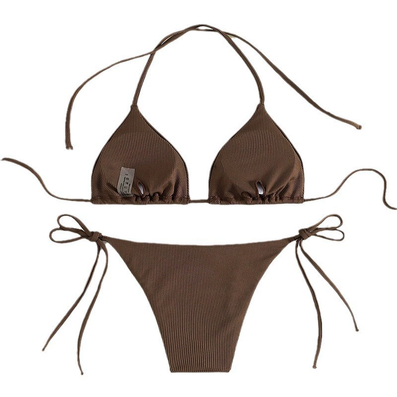 Women's Halter Tie-Side Triangle Bikini Set view 5