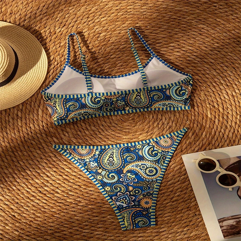 Women's Scoop Neck Spaghetti Strap Bikini Set view 4