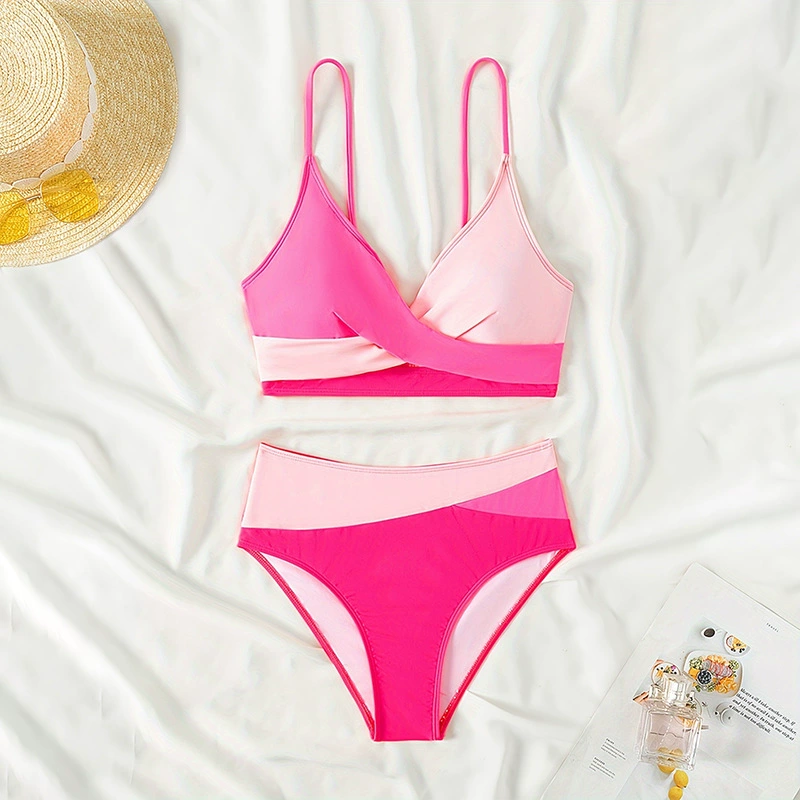 Women’s Cross Wrap V-Neck High Waist Bikini Set