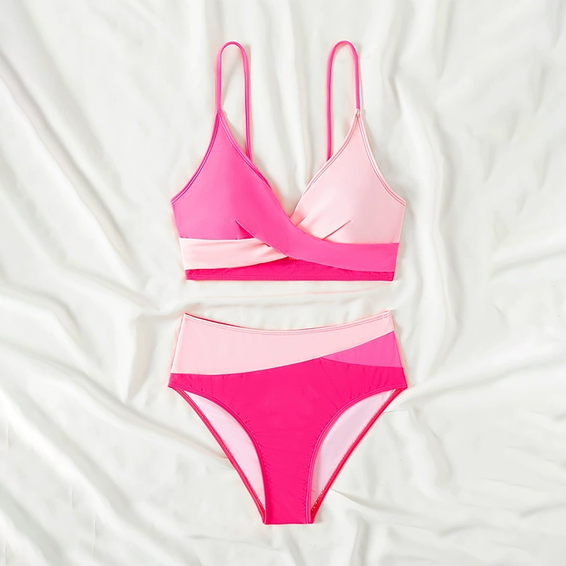 Women's Cross Wrap V-Neck High Waist Bikini Set view 3
