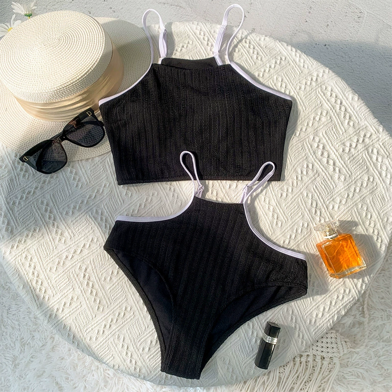 Women’s Two Piece Bikini Set with High-Cut Bottom and Adjustable Straps
