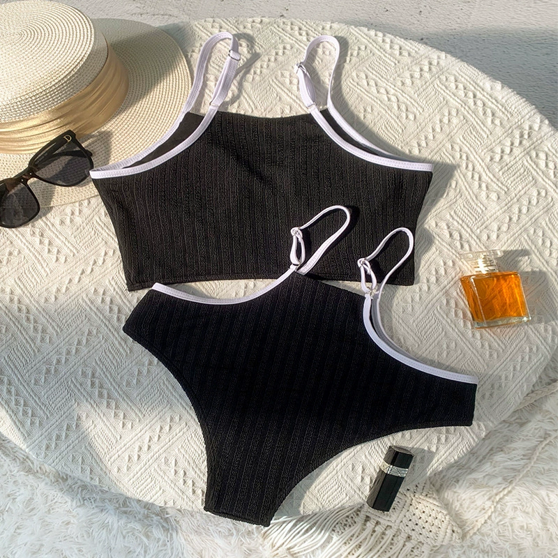 Women’s Two Piece Bikini Set with High-Cut Bottom and Adjustable Straps