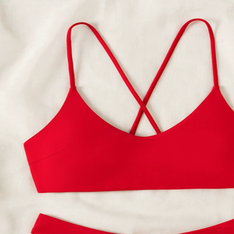Women's Scoop Neck Cross Strap Two Piece Bikini Set view 4