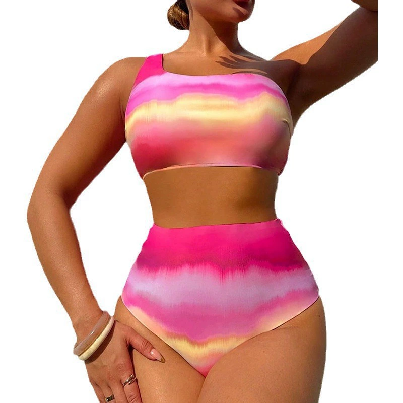 Women One Shoulder High Waisted Two Piece Bikini Set view 5