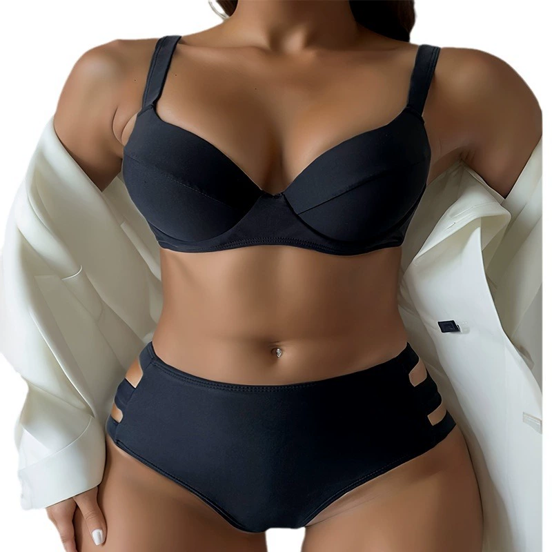 Women's Molded Cup High-Waisted Bikini Set with Side Cutout Briefs view 5