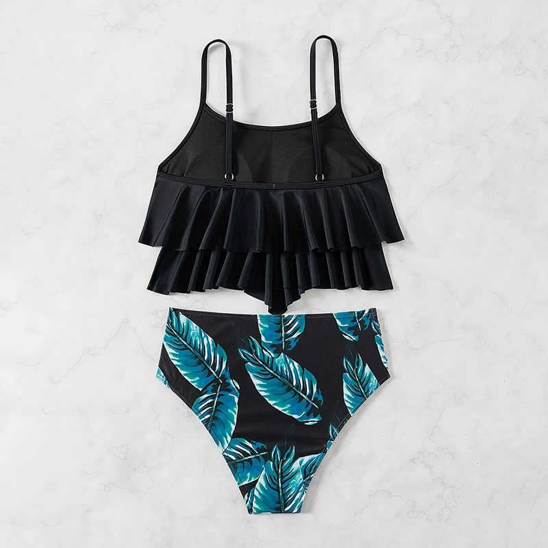 Women's Tiered Ruffle Cami Top High Waist Bikini Set view 3