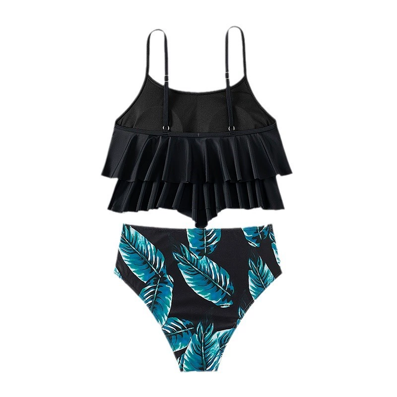 Women's Tiered Ruffle Cami Top High Waist Bikini Set view 5