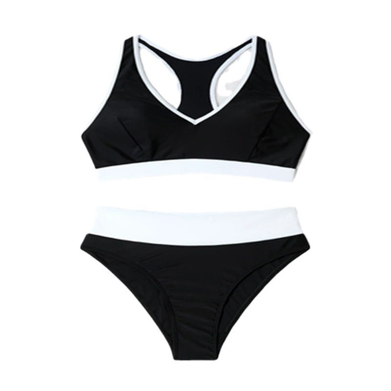 Women's V-Neck Racerback Bikini Set with High Waist Bottoms view 5