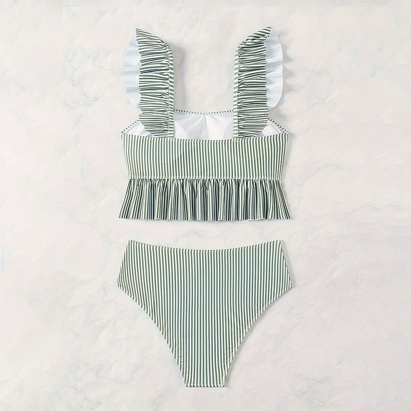 Women's Ruffle Strap Square Neck High Waist Bikini Set view 3