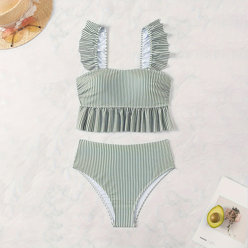 Green and White Striped