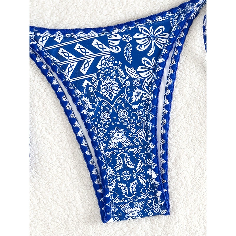 Women's Halter Triangle Bikini Set with Tie-Side Bottoms view 4