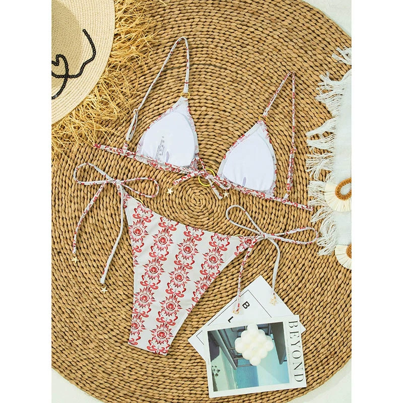 Women's Triangle Bikini Set with O-Ring and Tie-Side Bottoms view 4