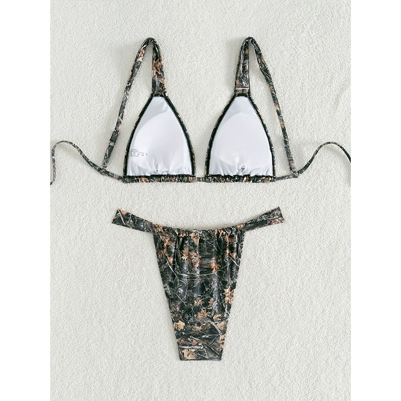 Women’s Adjustable Triangle Bikini Set with Thong Bottom