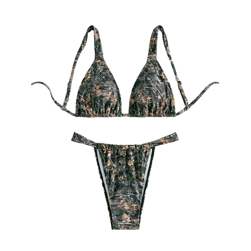 Women's Adjustable Triangle Bikini Set with Thong Bottom view 5