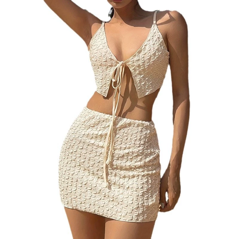 Women's Two-Piece Tie-Front Bikini Set with Skirt Bottom view 5