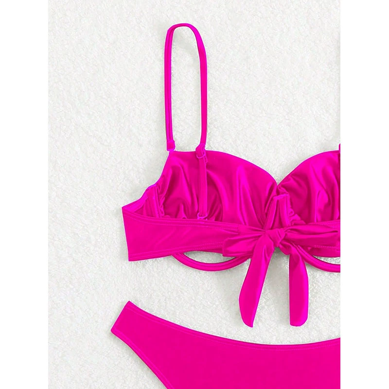Women’s Tie-Front Cutout Bikini Set with High-Cut Bottoms