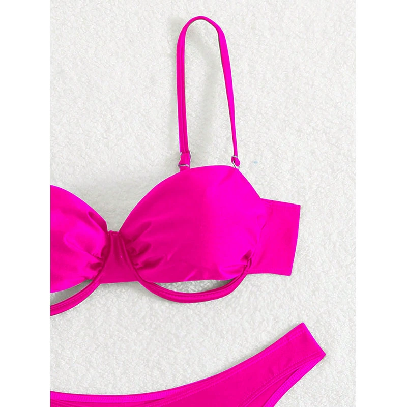 Women's Tie-Front Cutout Bikini Set with High-Cut Bottoms view 3