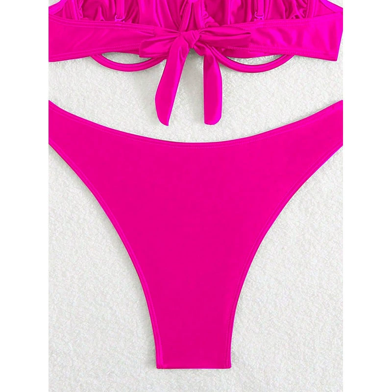 Women's Tie-Front Cutout Bikini Set with High-Cut Bottoms view 4
