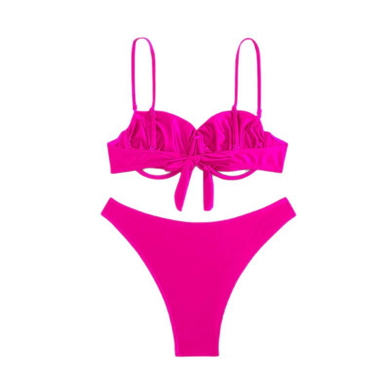 Women's Tie-Front Cutout Bikini Set with High-Cut Bottoms view 5