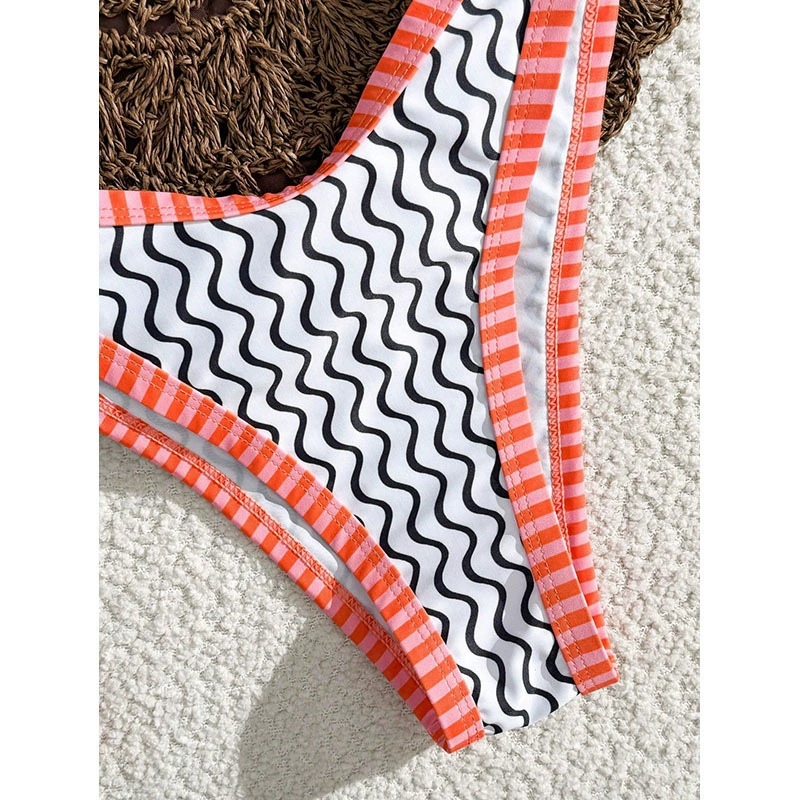 Women's Two Piece High Cut Bikini Set with Thin Straps view 3