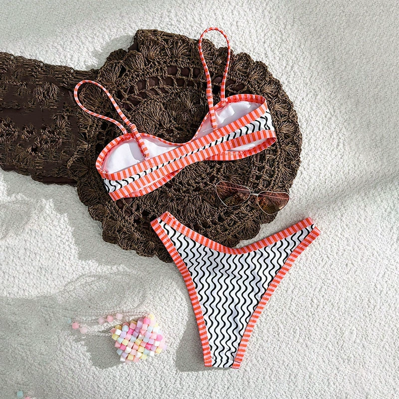 Women's Two Piece High Cut Bikini Set with Thin Straps view 4