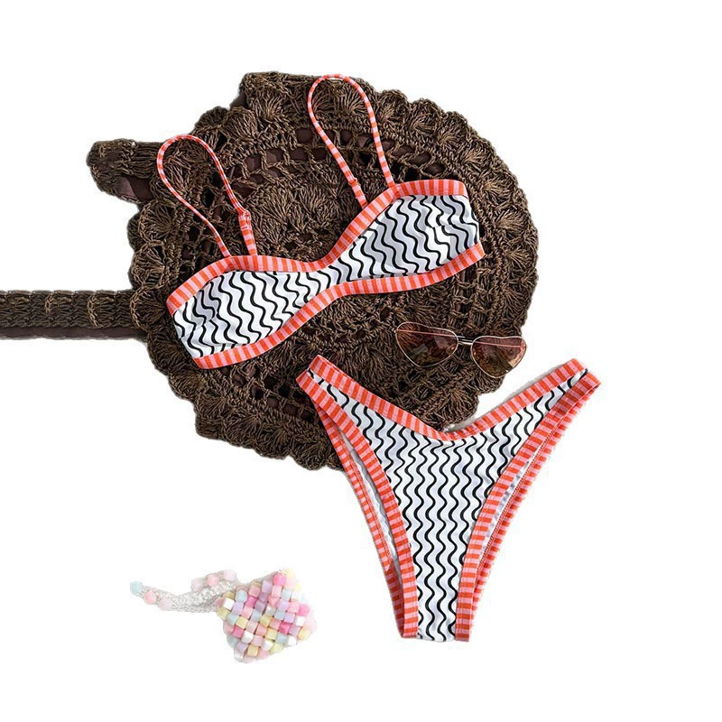 Women's Two Piece High Cut Bikini Set with Thin Straps view 5