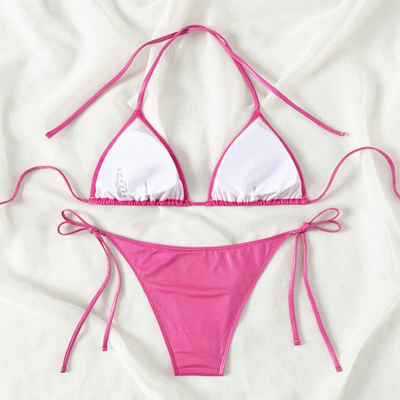 Women's Halter Triangle Tie-Side Bikini Set view 3