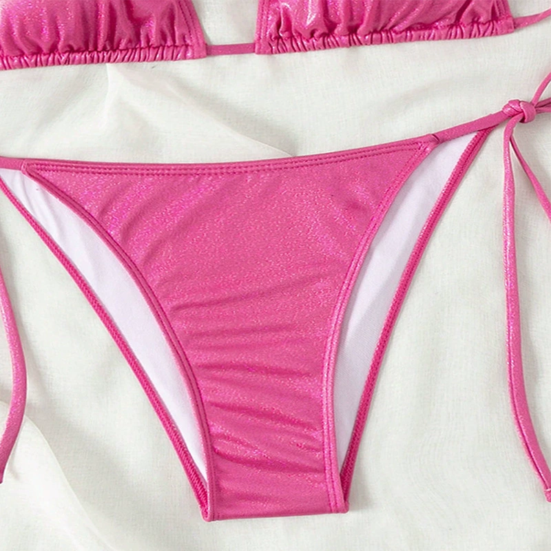 Women's Halter Triangle Tie-Side Bikini Set view 4