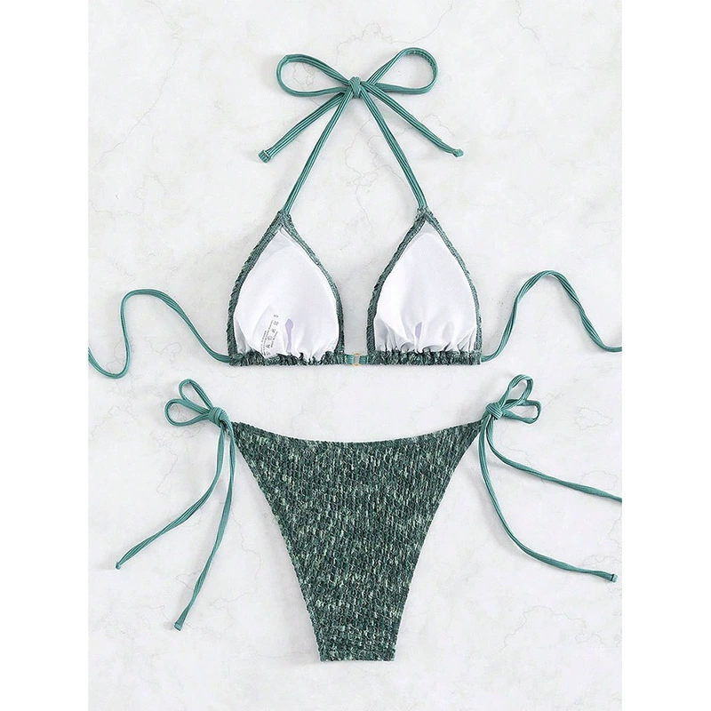 Women's Halter Triangle Bikini Set with Tie Side Bottoms view 3