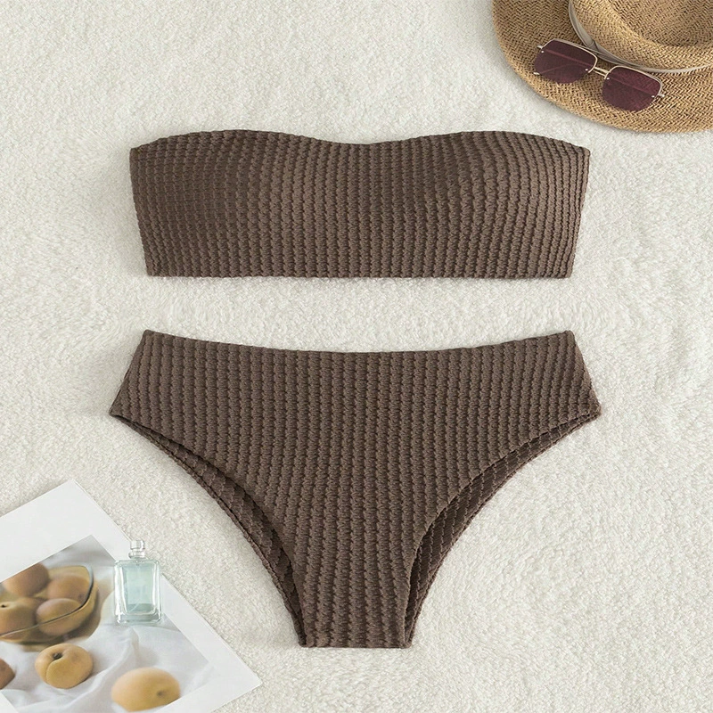 Women’s Strapless Lace-Up Bandeau Bikini Set