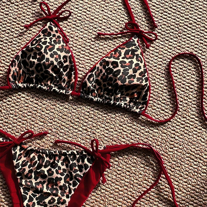 Women’s Halter Triangle Bikini with Tie-Side Bottom