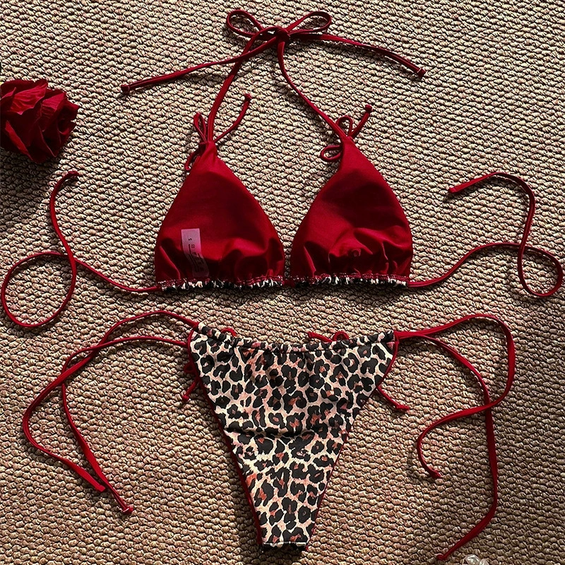 Women's Halter Triangle Bikini with Tie-Side Bottom view 4