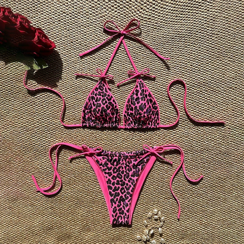 Women's Halter Triangle Bikini with Tie-Side Bottom view 9