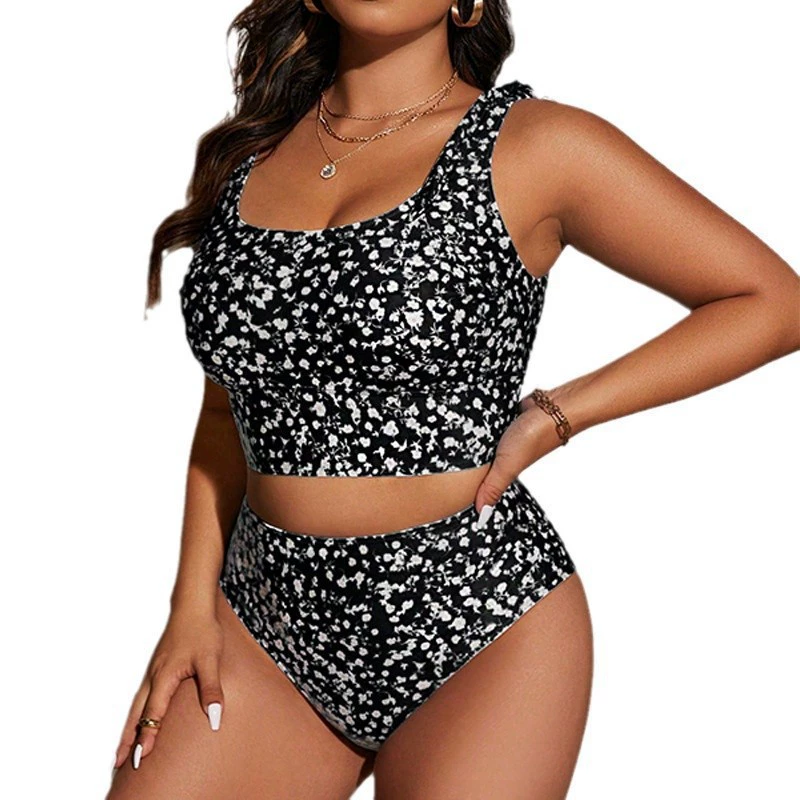Women's Plus Size Tie Strap High Waist Two Piece Swimsuit Set view 5