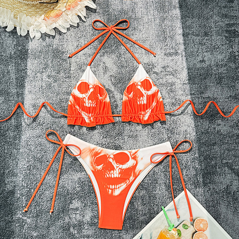 Orange Skull Print