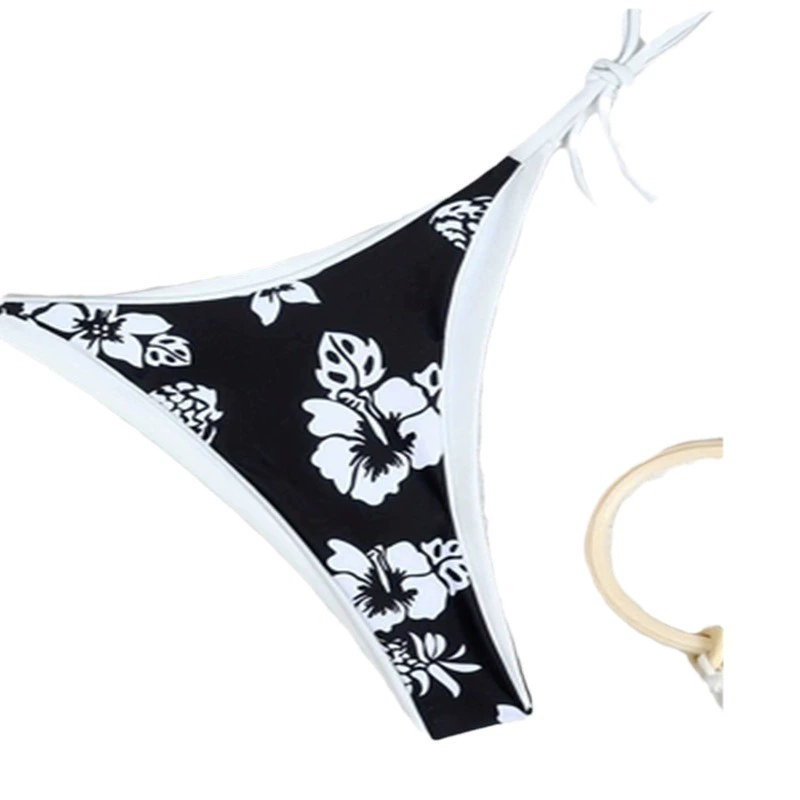 Women's Halter Triangle Bikini Set with Tie-Side Thong Bottom view 5