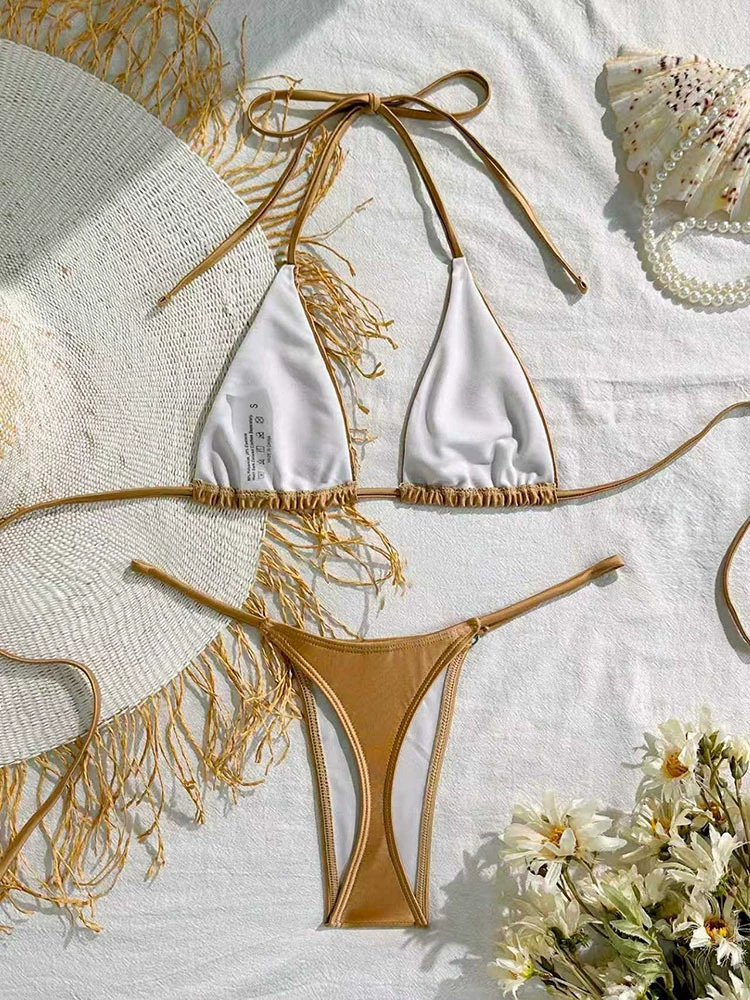 Women’s Halter Triangle Thong Bikini Set