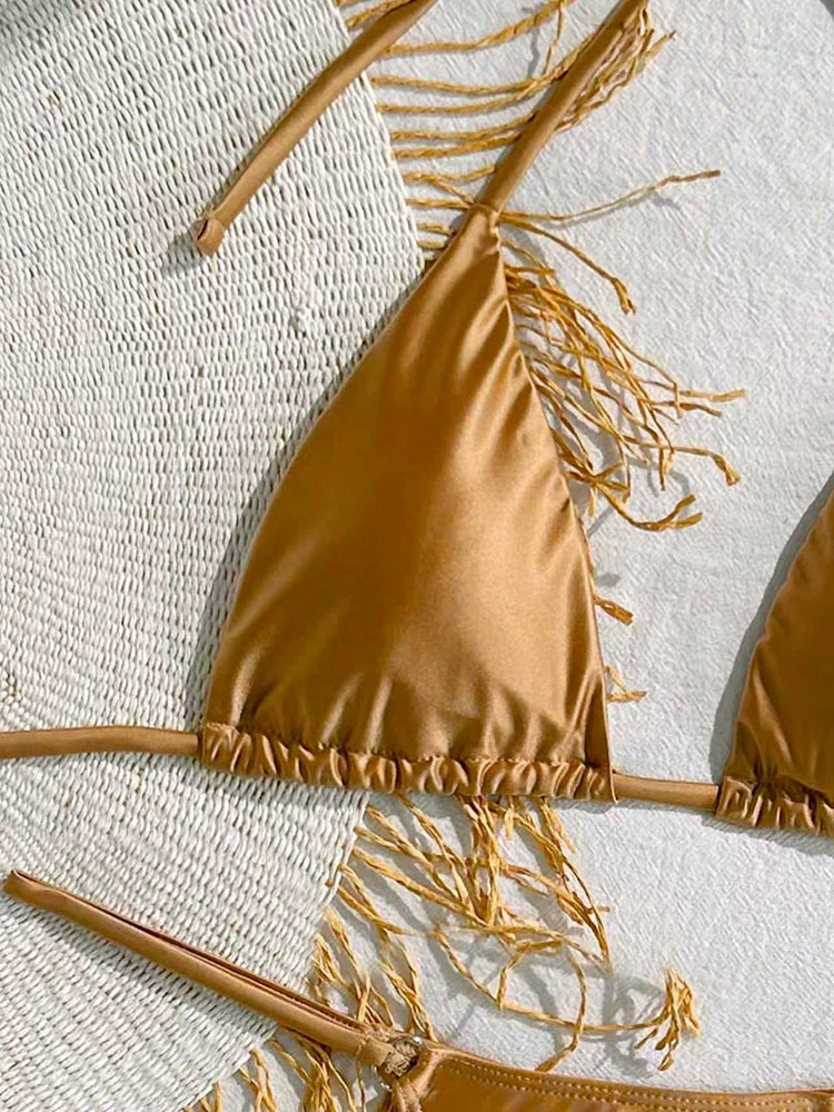 Women's Halter Triangle Thong Bikini Set view 4